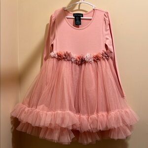 Cynthia Rowley Pink Long Sleeve Tulle Dress 5 T